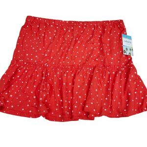 Cabana Crown and Ivy Tiered Mini Skirt Womens XL Red White Star Elastic Waist